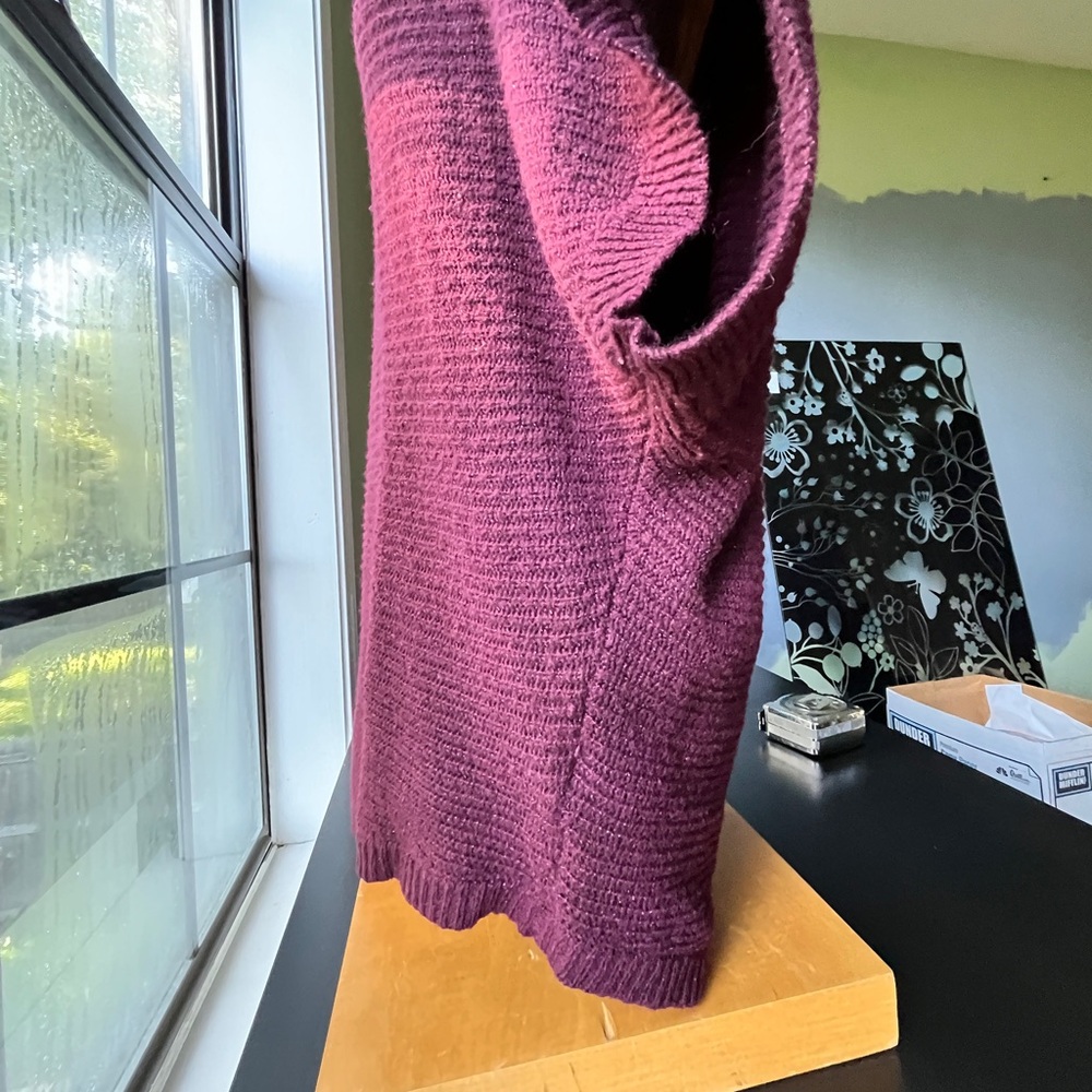 White House Black Market Wine Boatneck Asymmetrical Hem Dolman-Sleeve Sweater - Picture 3 of 10